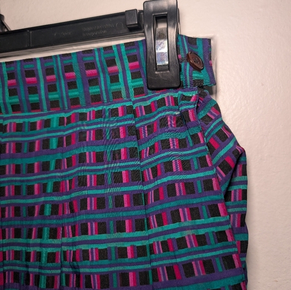 Vintage Koret Blue and Green Midi A-Line Skirt - Picture 4 of 5